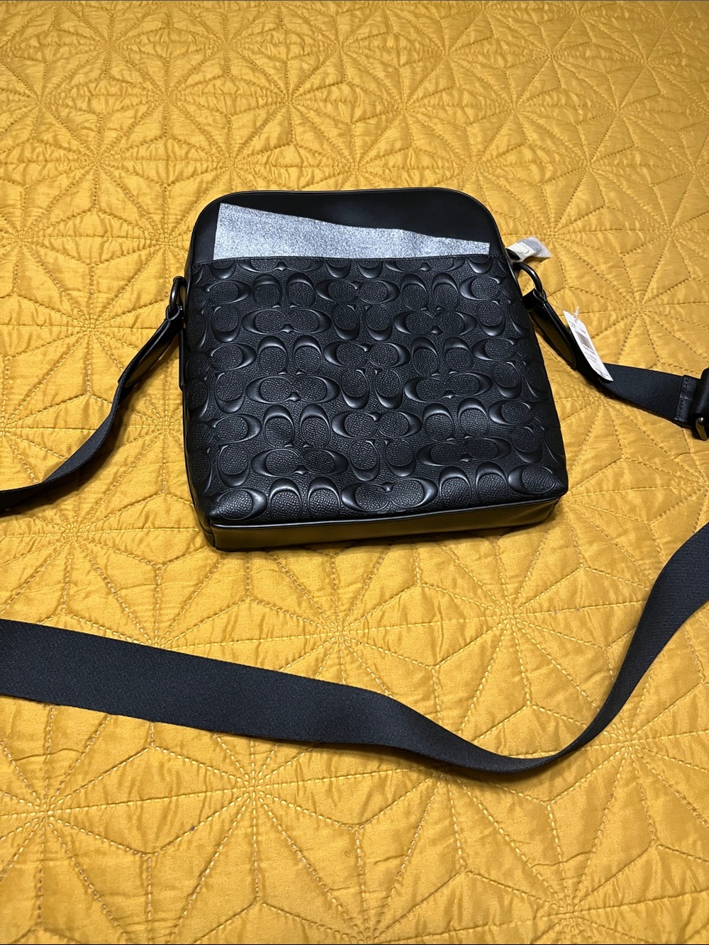 Coach Black Embossed Signature Messenger Bag